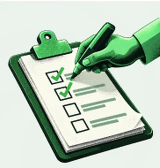 Clipboard checklist being ticked